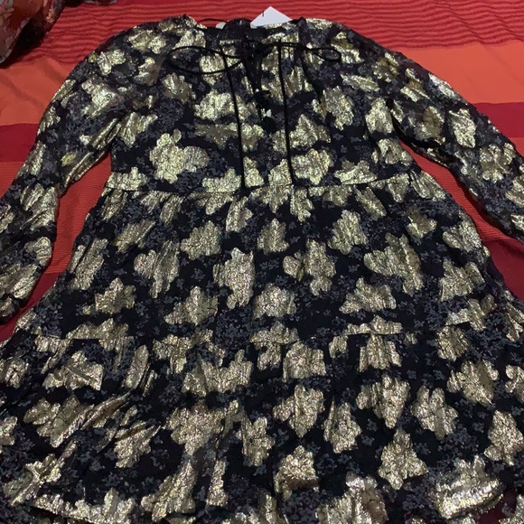 Zara Black ruffle mini dress with metallic thread - Picture 6 of 11